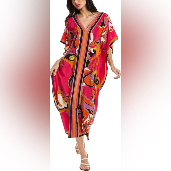 Trina Turk 100% Silk Womens Multi Theodora Caftan Maxi Dress Size XS/S $395 NWOT - Picture 1 of 5
